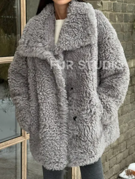 Короткая шубка - дублёнка из овчины - фото 3