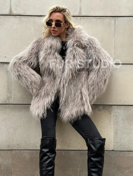 Полушубок из енота с английским воротником - фото 3