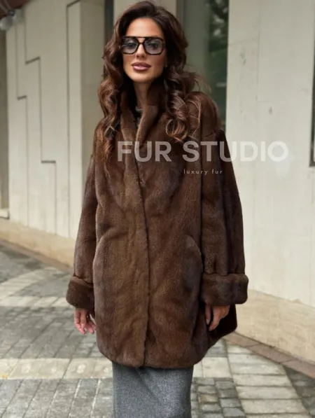 Коричневая шуба из норки - фото 4
