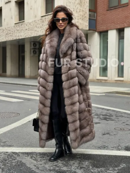 Шуба из меха куницы в цвете Truffle - фото 9