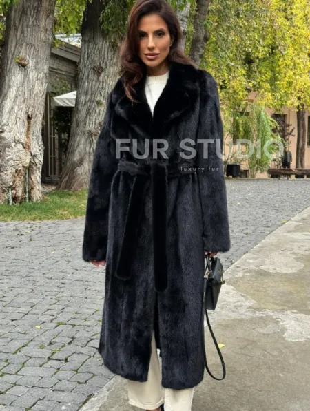 Черная норковая шуба - фото 3