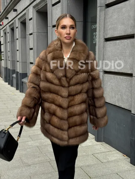 Шуба из куницы с воротником шаль - фото 14