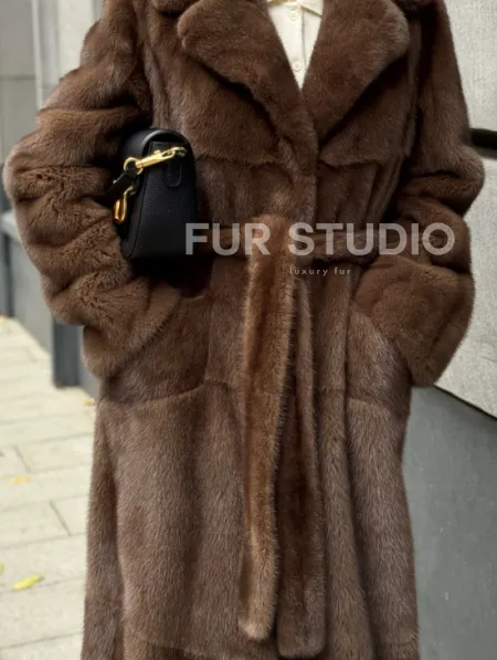 Норковая шуба - цвет соболь - фото 2