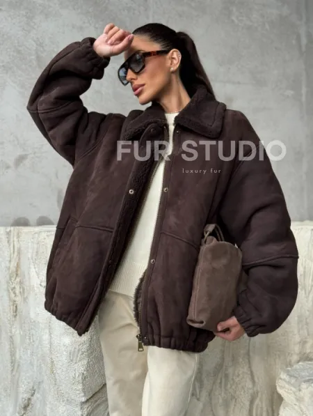 Дубленка бомбер женская - фото 10