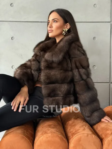 Короткая шуба из баргузинского соболя - фото 0