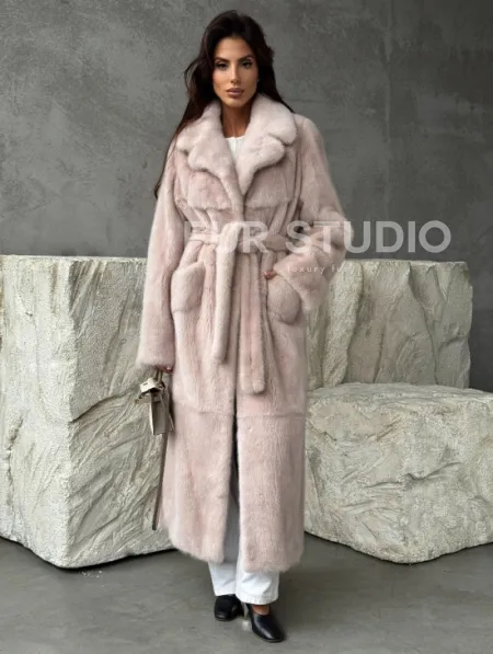 Светлая классическая норковая шуба - фото 8