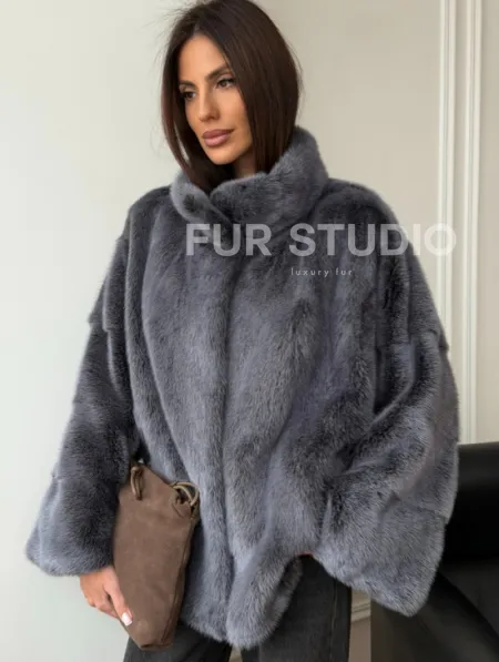 Короткая норковая шуба - стойка воротник - фото 5
