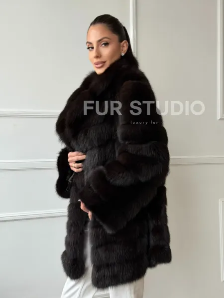 Шуба из куницы английский воротник - фото 10