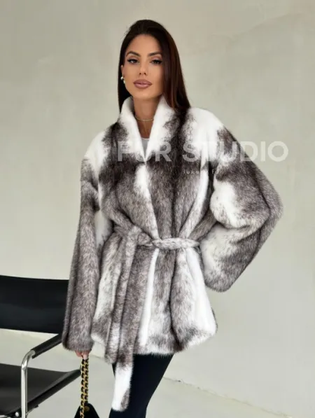 Белая шуба из норки крестовки - фото 4