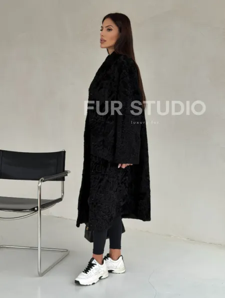 Черная шуба из каракуля - фото 9