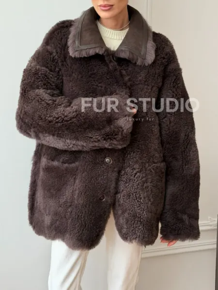 Двухсторонняя дубленка - мех тиградо - фото 6