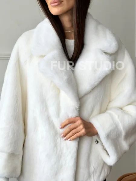 Белая шуба из скандинавской норки - фото 1