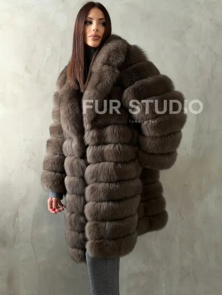 Шуба из песца под соболь - английский воротник - фото 6