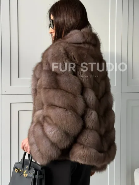 Куртка из куницы - воротник шаль - фото 5