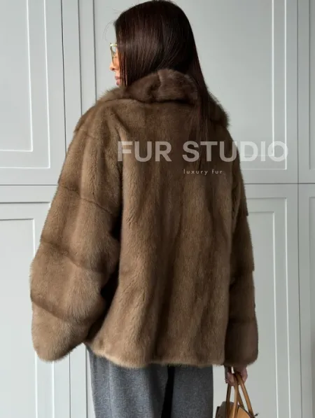 Куртка из меха норки - воротник куница - фото 7