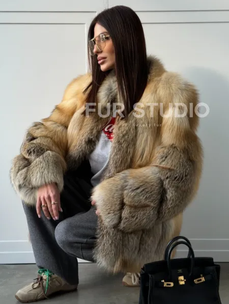 Полушубок из лисы - рукава косички - фото 12