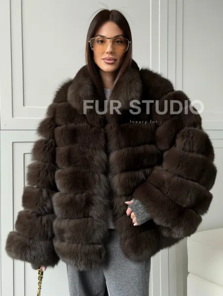 Шуба из натурального песца под соболь - фото 6