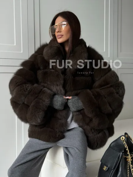 Шуба из натурального песца под соболь - фото 12