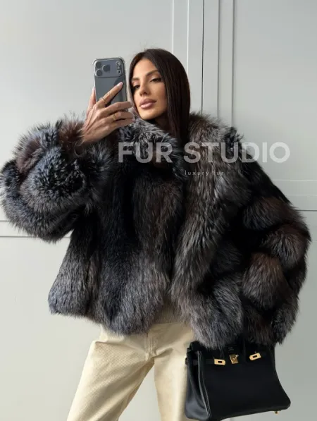 Шуба из меха блюфрост - воротник английский - фото 18
