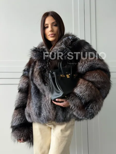 Шуба из меха блюфрост - воротник английский - фото 11