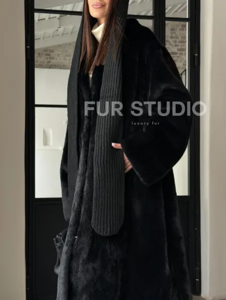 Шуба норка Blackglama V-образный ворот - фото 2