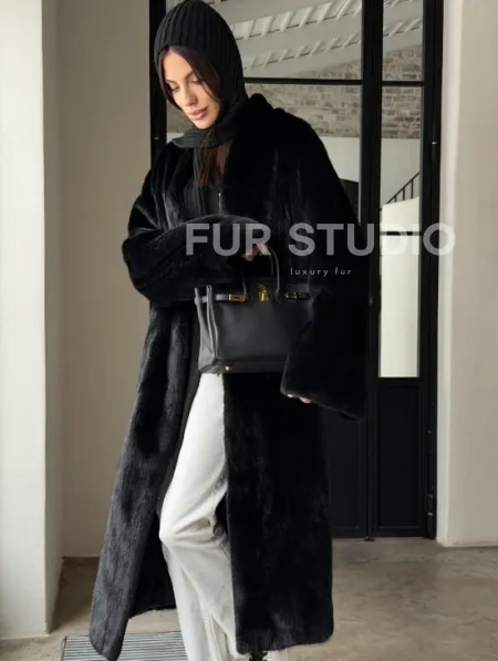 Шуба норка Blackglama V-образный ворот - фото 5
