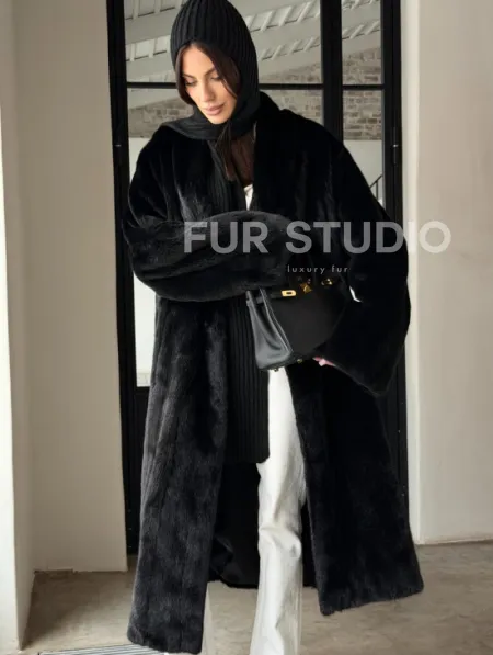 Шуба норка Blackglama V-образный ворот - фото 4