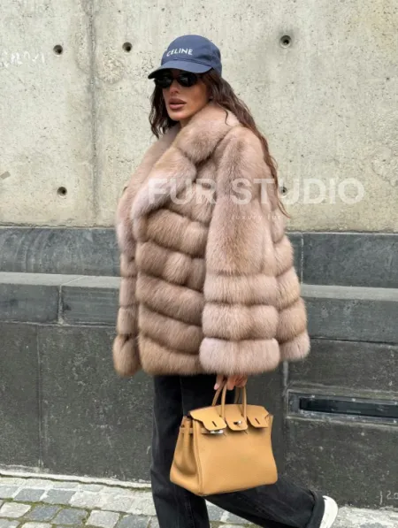 Шуба из меха куницы - цвет Tortora - фото 12