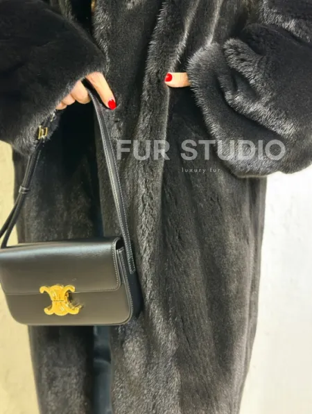 Норка BLACKGLAMA роспуск, английский воротник, кимоно - фото 2