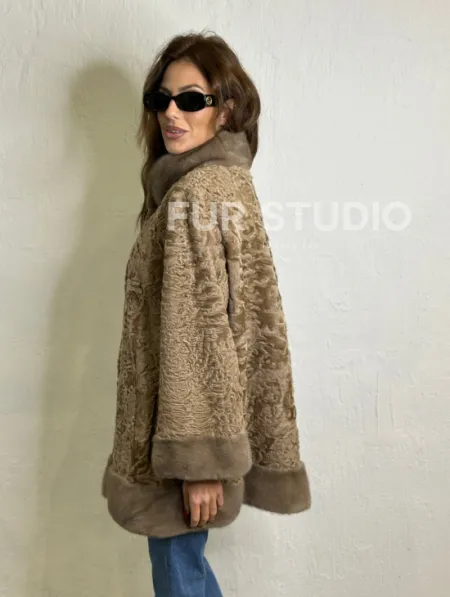 Каракульча стойка воротник отделка норка - пастель - фото 4