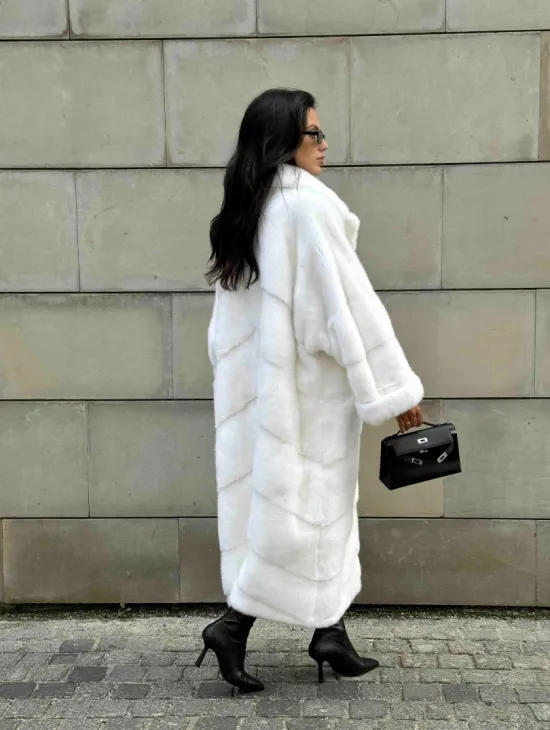 Длинная норковая шуба White COLLECTION с английским воротником - фото 11
