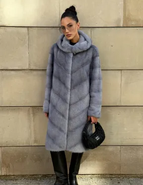 Шуба midi из меха норки с капюшоном, рукава трансформер - фото 13