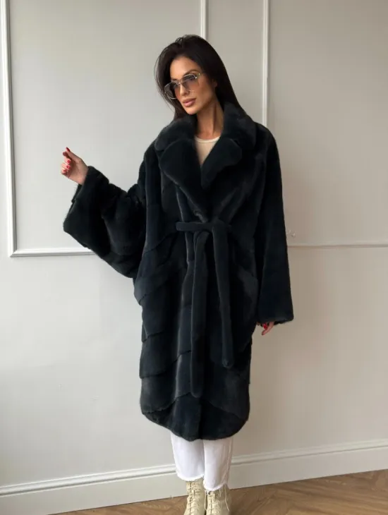 Шуба норковая фасон кимоно паркет из меха аукционной норки Kopenhagen Fur - фото 8