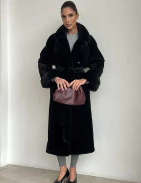 Элитная шуба из меха стриженой черной норки - фото 4