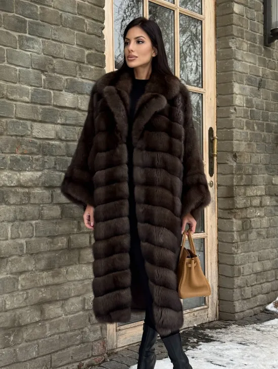 Роскошное манто из меха баргузинского соболя -  летучая мышь - фото 11