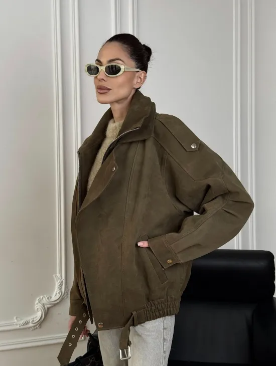 Популярная натуральная женская кожаная куртка-бомбер  