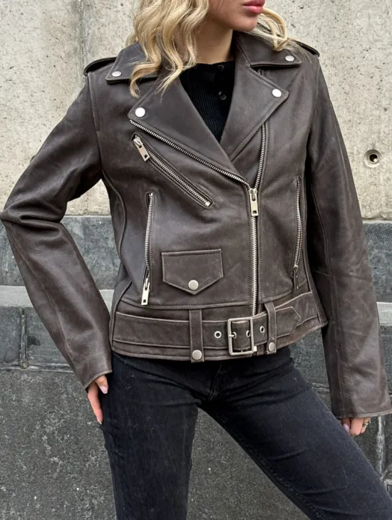 Косуха женская из винтажной кожи - фото 3