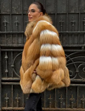 Шуба - пончо из меха рыжей (огненной) лисы - фото 4