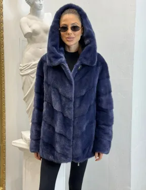 Короткая шуба из импортной норки с капюшоном - фото 2