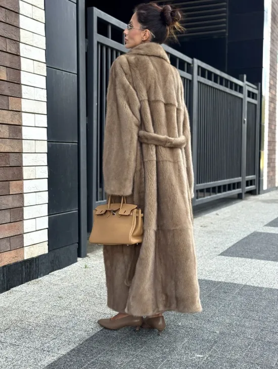 Женская длинная норковая шуба Pastel - фото 7