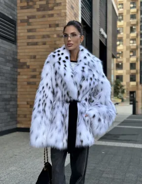 Шуба летучка из меха лисы под рысь Exclusive - фото 11