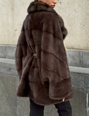 Полушубок норковый женский с воротником куница - фото 4