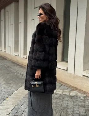 Пальто из куницы с отделкой кашемира - фото 5