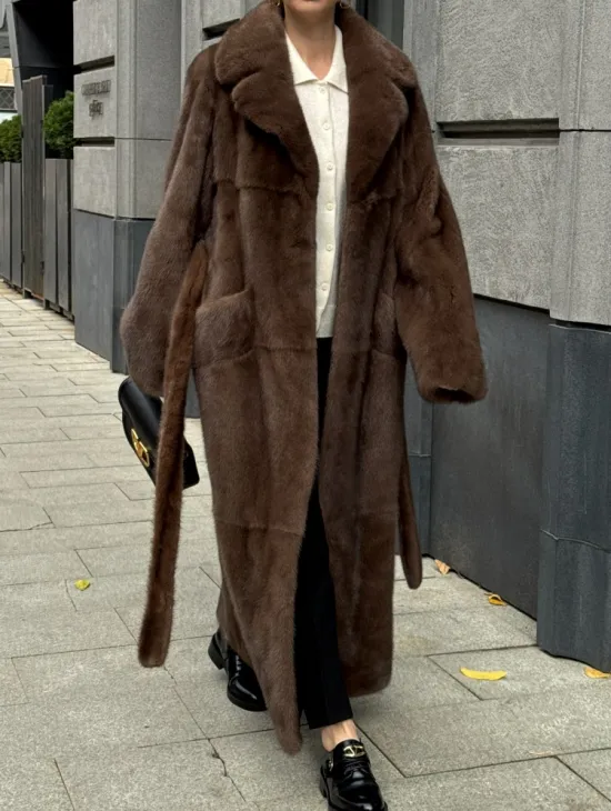 Норковая шуба - цвет соболь - фото 4