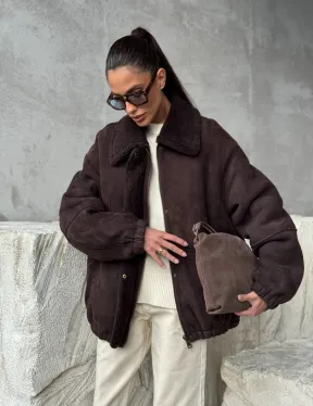 Дубленка бомбер женская - фото 11