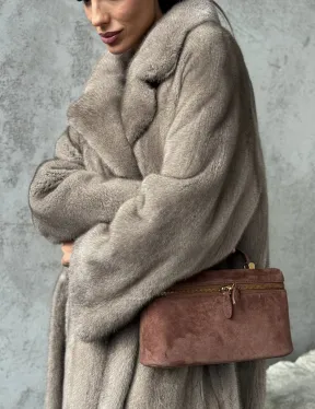 Длинная норковая шуба - цвет серый - фото 1