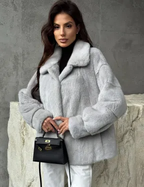 Голубая норковая шуба - фото 6