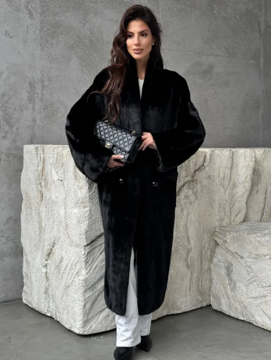 Черная норковая шуба из меха Saga furs - фото 4