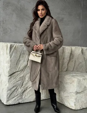 Норковая шуба в сером цвете 