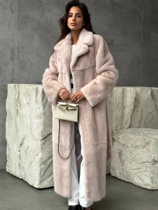 Светлая классическая норковая шуба - фото 4